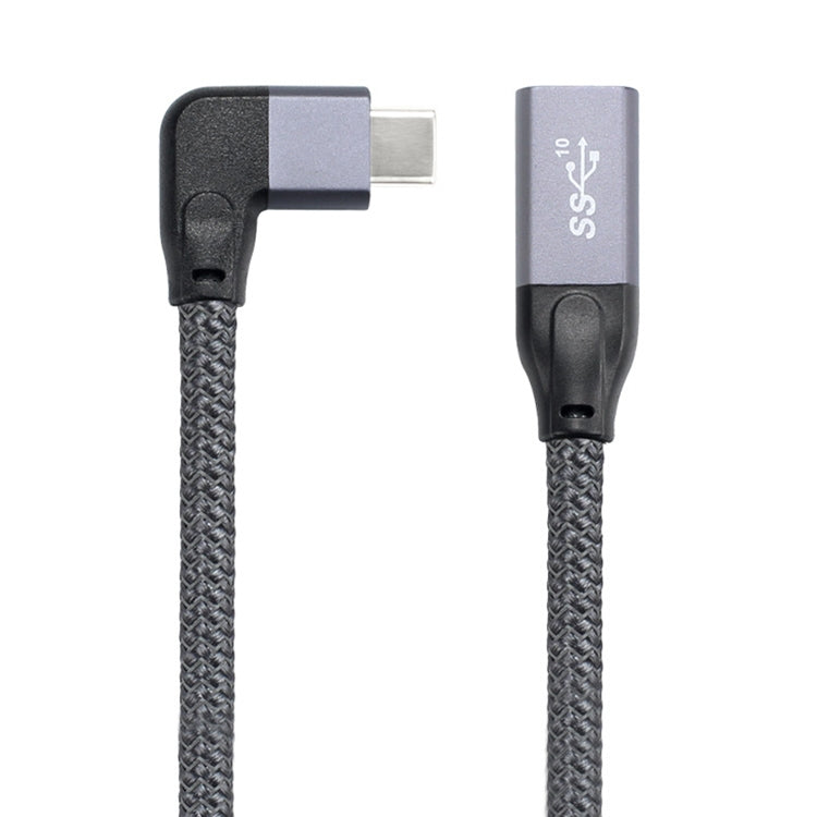 100W USB-C / Type-C L字型オス to USB-C / Type-C メス フル機能データ延長ケーブル、0.2m、0.5m、1m、1.5m