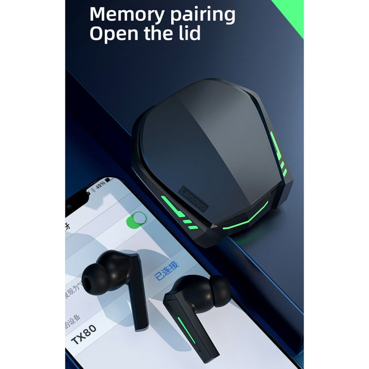 オリジナルLenovo XT80 TWSゲーム／音楽デュアルモードBluetoothイヤホン、ブリージングライト＆充電ボックス付き