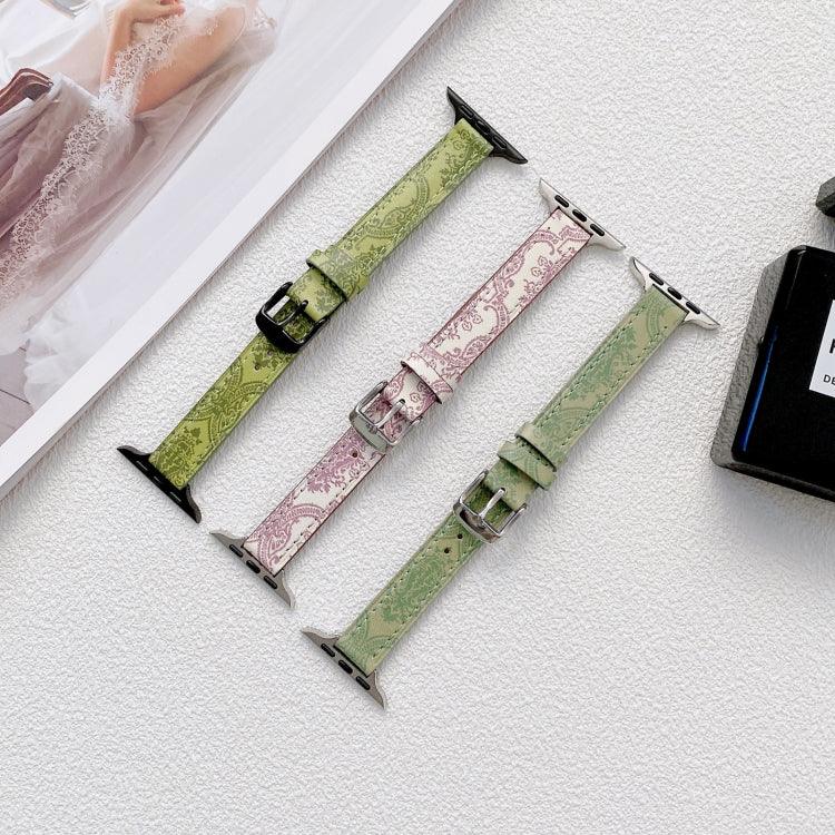 小型スリムエスニックレザー交換用リストストラップウォッチバンド、Apple Watchシリーズ用、7 41mm / 6&SE&5&4 40mm / 3&2&1 38mm、7 45mm / 6&SE&5&4 44mm / 3&2&1 42mm