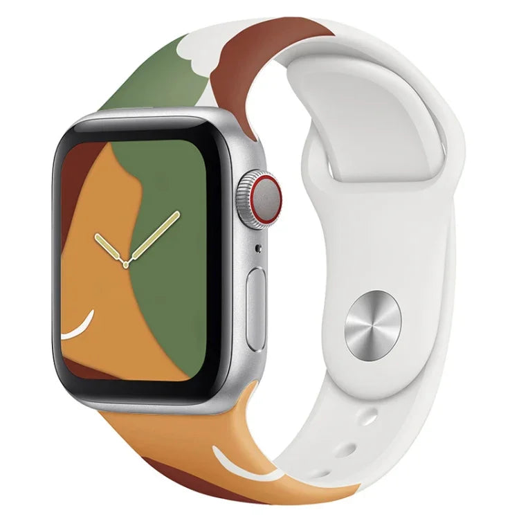 モランディシリーズコントラストカラーシリコン替えバンド、Apple Watchシリーズ用、7 41mm / 6&SE&5&4 40mm / 3&2&1 38mm、7 45mm / 6&SE&5&4 44mm / 3&2&1 42mm