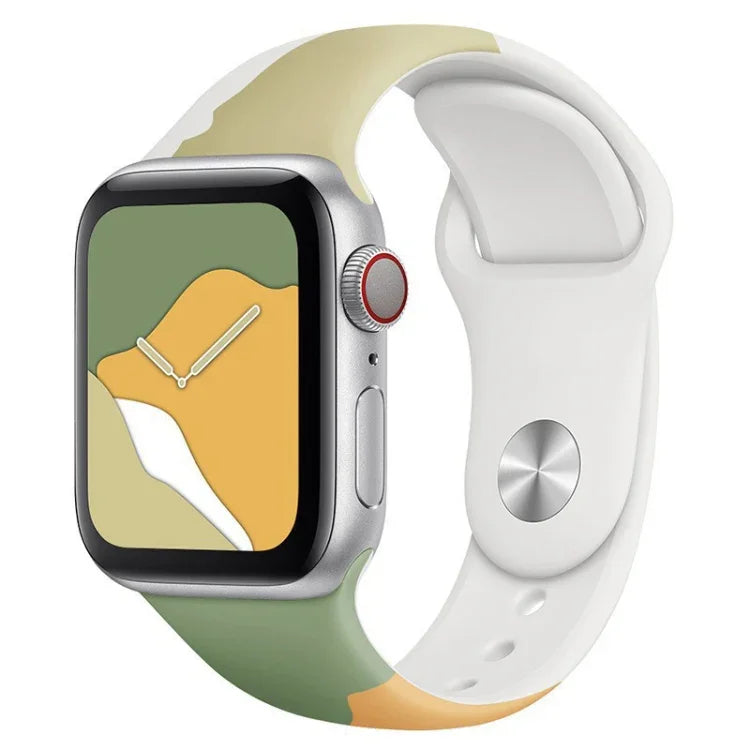 モランディシリーズコントラストカラーシリコン替えバンド、Apple Watchシリーズ用、7 41mm / 6&SE&5&4 40mm / 3&2&1 38mm、7 45mm / 6&SE&5&4 44mm / 3&2&1 42mm