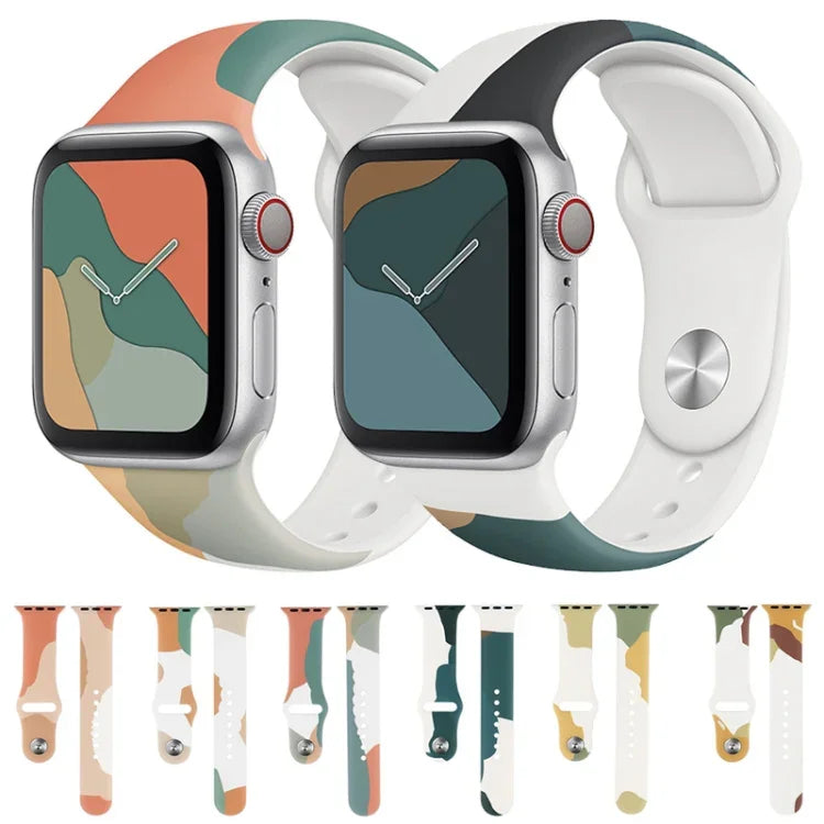 モランディシリーズコントラストカラーシリコン替えバンド、Apple Watchシリーズ用、7 41mm / 6&SE&5&4 40mm / 3&2&1 38mm、7 45mm / 6&SE&5&4 44mm / 3&2&1 42mm