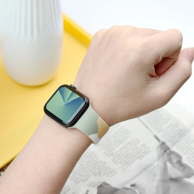 モランディシリーズコントラストカラーシリコン替えバンド、Apple Watchシリーズ用、7 41mm / 6&SE&5&4 40mm / 3&2&1 38mm、7 45mm / 6&SE&5&4 44mm / 3&2&1 42mm