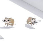 S925スターリングシルバー かわいいナマケモノイヤースタッド レディースイヤリング、かわいいナマケモノ
