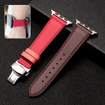 バタフライクラスプビジネストップレザー牛革ストラップバンド、Apple Watchシリーズ 8&7 41mm / SE 2&6&SE&5&4 40mm / 3&2&1 38mm用、Apple Watchシリーズ 6&SE&5&4 44mm / 3&2&1 42mm用、Apple Watchシリーズ 6&SE&5&4 40mm / 3&2&1 38mm用