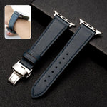 バタフライクラスプビジネストップレザー牛革ストラップバンド、Apple Watchシリーズ 8&7 41mm / SE 2&6&SE&5&4 40mm / 3&2&1 38mm用、Apple Watchシリーズ 6&SE&5&4 44mm / 3&2&1 42mm用、Apple Watchシリーズ 6&SE&5&4 40mm / 3&2&1 38mm用