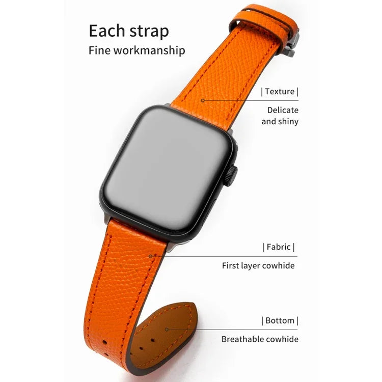バタフライクラスプビジネストップレザー牛革ストラップバンド、Apple Watchシリーズ 8&7 41mm / SE 2&6&SE&5&4 40mm / 3&2&1 38mm用、Apple Watchシリーズ 6&SE&5&4 44mm / 3&2&1 42mm用、Apple Watchシリーズ 6&SE&5&4 40mm / 3&2&1 38mm用