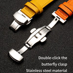 バタフライクラスプビジネストップレザー牛革ストラップバンド、Apple Watchシリーズ 8&7 41mm / SE 2&6&SE&5&4 40mm / 3&2&1 38mm用、Apple Watchシリーズ 6&SE&5&4 44mm / 3&2&1 42mm用、Apple Watchシリーズ 6&SE&5&4 40mm / 3&2&1 38mm用