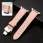 バタフライクラスプビジネストップレザー牛革ストラップバンド、Apple Watchシリーズ 8&7 41mm / SE 2&6&SE&5&4 40mm / 3&2&1 38mm用、Apple Watchシリーズ 6&SE&5&4 44mm / 3&2&1 42mm用、Apple Watchシリーズ 6&SE&5&4 40mm / 3&2&1 38mm用
