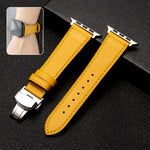 バタフライクラスプビジネストップレザー牛革ストラップバンド、Apple Watchシリーズ 8&7 41mm / SE 2&6&SE&5&4 40mm / 3&2&1 38mm用、Apple Watchシリーズ 6&SE&5&4 44mm / 3&2&1 42mm用、Apple Watchシリーズ 6&SE&5&4 40mm / 3&2&1 38mm用