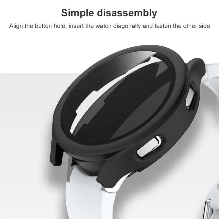 フロスト加工PC＋強化ガラスフィルム一体型保護ケース、Samsung Galaxy Watch4 40mm用、Samsung Galaxy Watch4 44mm用
