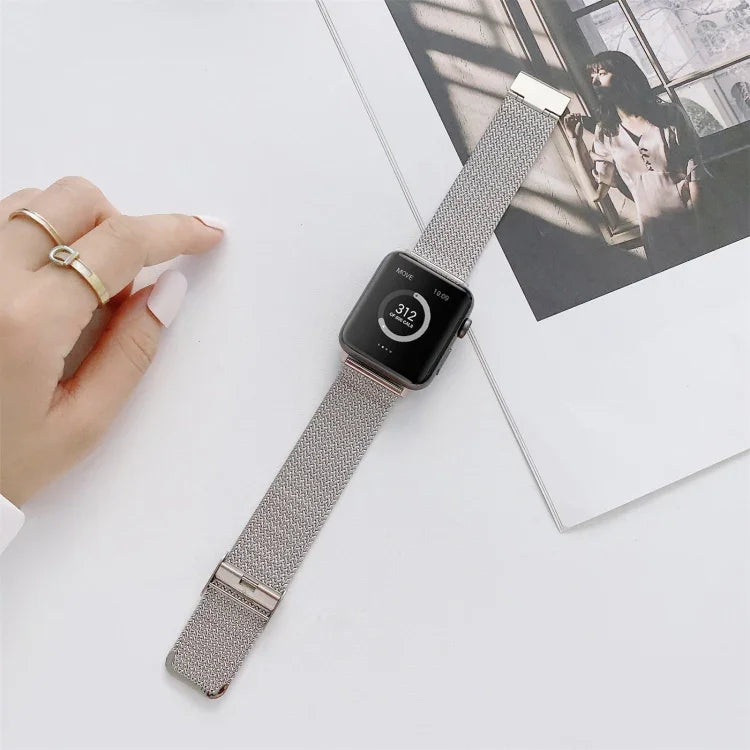 V字バックルストレートスチール替えストラップバンド、Apple Watchシリーズ用、7 41mm / 6&SE&5&4 40mm / 3&2&1 38mm、7 45mm / 6&SE&5&4 44mm / 3&2&1 42mm