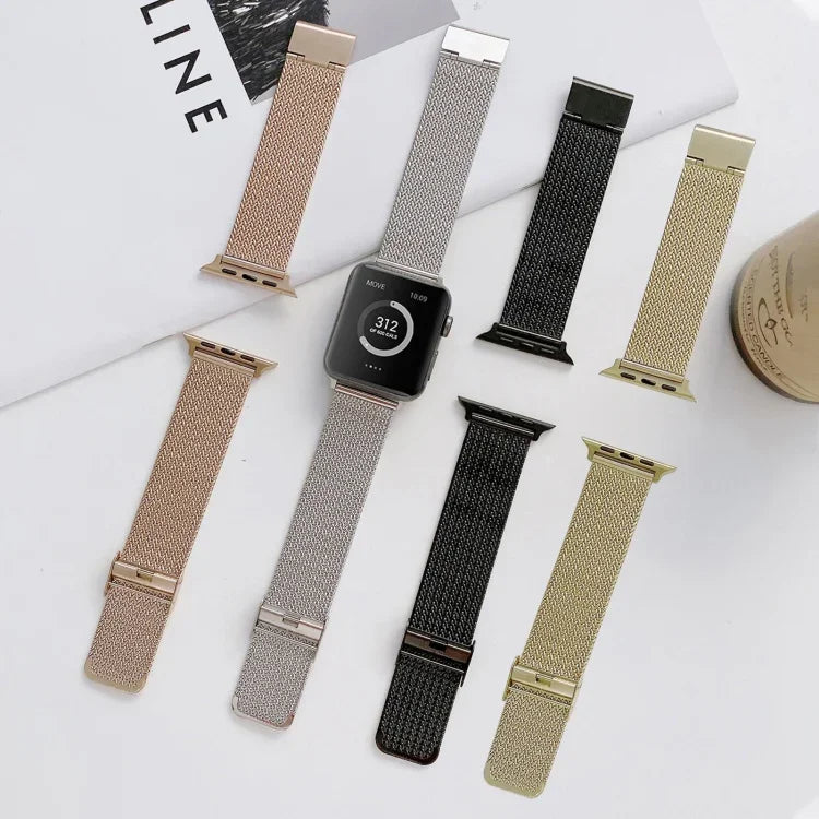 V字バックルストレートスチール替えストラップバンド、Apple Watchシリーズ用、7 41mm / 6&SE&5&4 40mm / 3&2&1 38mm、7 45mm / 6&SE&5&4 44mm / 3&2&1 42mm
