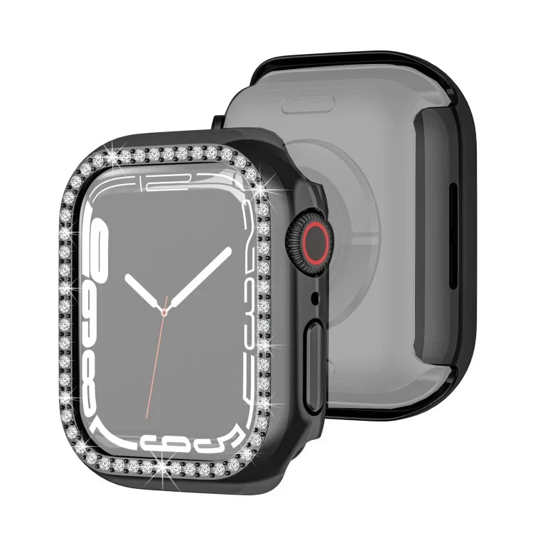 電気めっきPCシングルロウダイヤモンド保護ケース Apple Watchシリーズ用、Apple Watchシリーズ9 / 8 / 7 41mm用、Apple Watchシリーズ9 / 8 / 7 45mm用