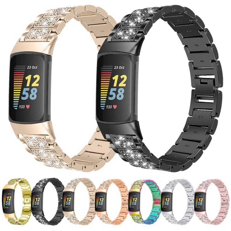 Diamond Stainless Steel Replacement Strap Watchband, For Fitbit Charge 5