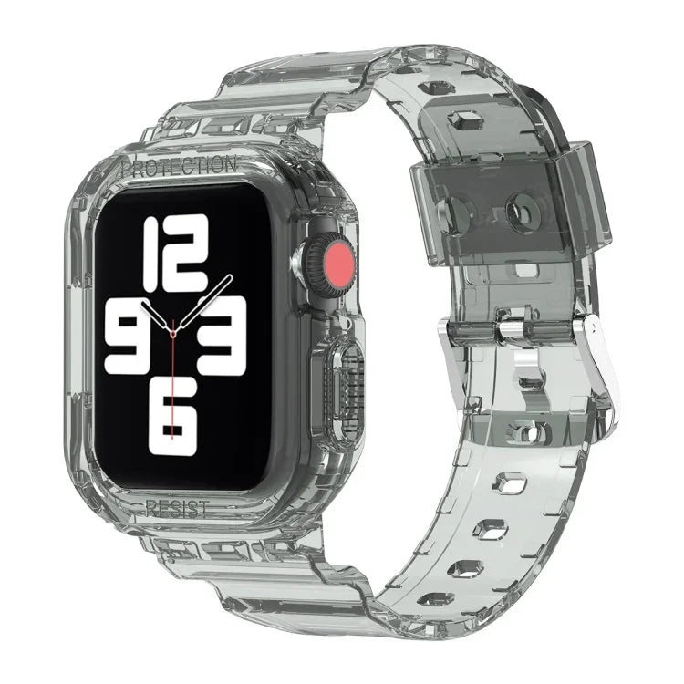 氷河透明TPU一体型交換ストラップウォッチバンド、Apple Watchシリーズ7 45mm用、Apple Watchシリーズ7 41mm用