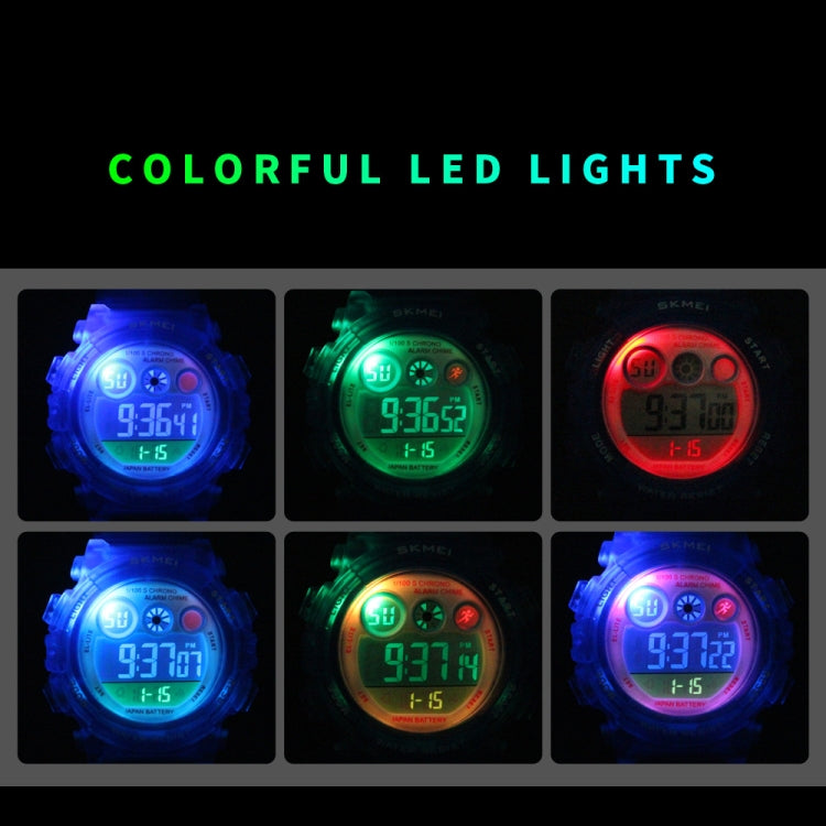 SKMEI 1451 LEDデジタルストップウォッチ クロノグラフ 蓄光 子供用スポーツ電子時計、1451（透明ピンクブルー）、1451（透明パープル）、1451（透明スカイブルー）、1451（透明ローズレッド）、1451（ホワイトシェルブルーサークル）