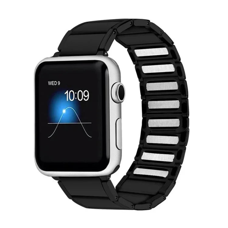 竹節マグネットスチール交換ストラップウォッチバンド Apple Watchシリーズ用、7 41mm / 6&SE&5&4 40mm / 3&2&1 38mm、7 45mm / 6&SE&5&4 44mm / 3&2&1 42mm