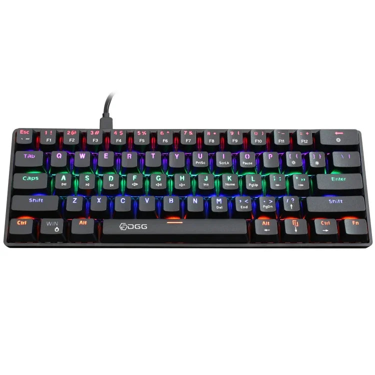 HXSJ V900 61キー クールライティング効果 メカニカル有線キーボード ブラック、ホワイト