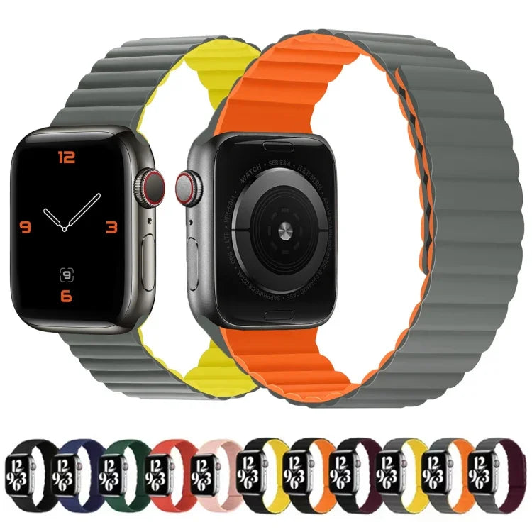 シリコン磁気一体型ショートストラップウォッチバンド、Apple Watchシリーズ 7 41mm / 6&SE&5&4 40mm / 3&2&1 38mm、7 45mm / 6&SE&5&4 44mm / 3&2&1 42mm用