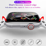 UV液体曲面フル接着フルスクリーン強化ガラスフィルム、Apple Watchシリーズ 9 / 8 / 7 41mm用、Apple Watchシリーズ 8 / 7 41mm用、Apple Watchシリーズ 8 / 7 45mm用