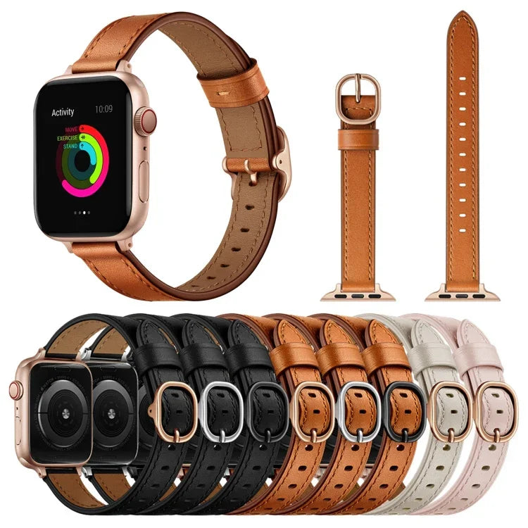 14mmレザーストラップウォッチバンド、Apple Watchシリーズ 7 41mm / 6&SE&5&4 40mm / 3&2&1 38mm、7 45mm / 6&SE&5&4 44mm / 3&2&1 42mm用