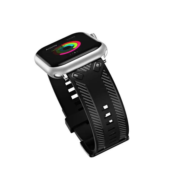 カーボンファイバー質感交換用ウォッチバンド、Apple Watchシリーズ 7 41mm / 6&SE&5&4 40mm / 3&2&1 38mm、7 45mm / 6&SE&5&4 44mm / 3&2&1 42mm用