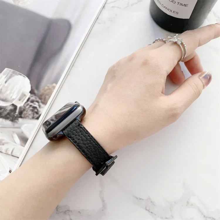 ライチテクスチャースリムストラップウォッチバンド、Apple Watchシリーズ 7 41mm / 6&SE&5&4 40mm / 3&2&1 38mm、7 45mm / 6&SE&5&4 44mm / 3&2&1 42mm用
