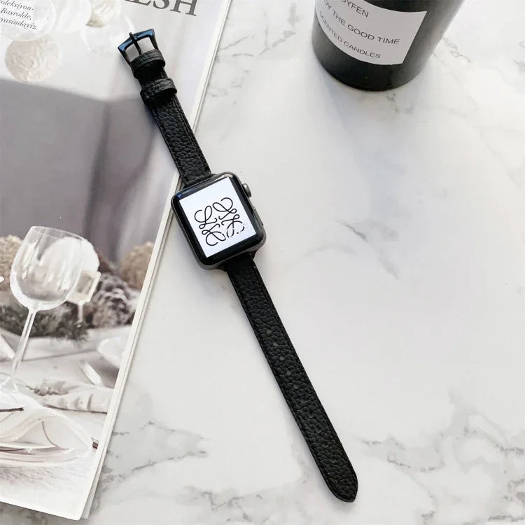 ライチテクスチャースリムストラップウォッチバンド、Apple Watchシリーズ 7 41mm / 6&SE&5&4 40mm / 3&2&1 38mm、7 45mm / 6&SE&5&4 44mm / 3&2&1 42mm用
