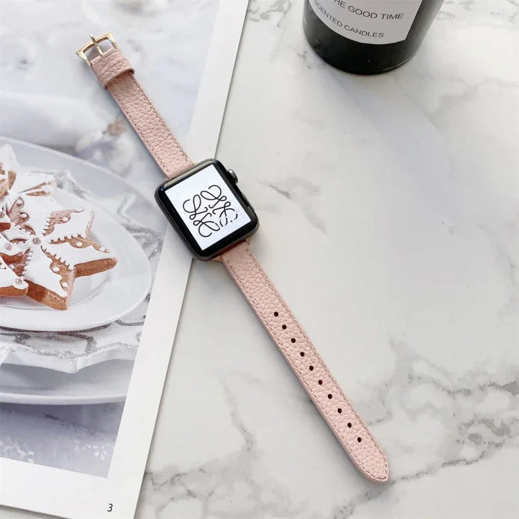 ライチテクスチャースリムストラップウォッチバンド、Apple Watchシリーズ 7 41mm / 6&SE&5&4 40mm / 3&2&1 38mm、7 45mm / 6&SE&5&4 44mm / 3&2&1 42mm用
