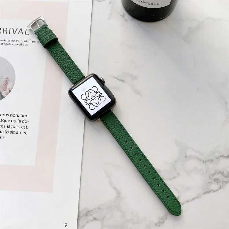 ライチテクスチャースリムストラップウォッチバンド、Apple Watchシリーズ 7 41mm / 6&SE&5&4 40mm / 3&2&1 38mm、7 45mm / 6&SE&5&4 44mm / 3&2&1 42mm用