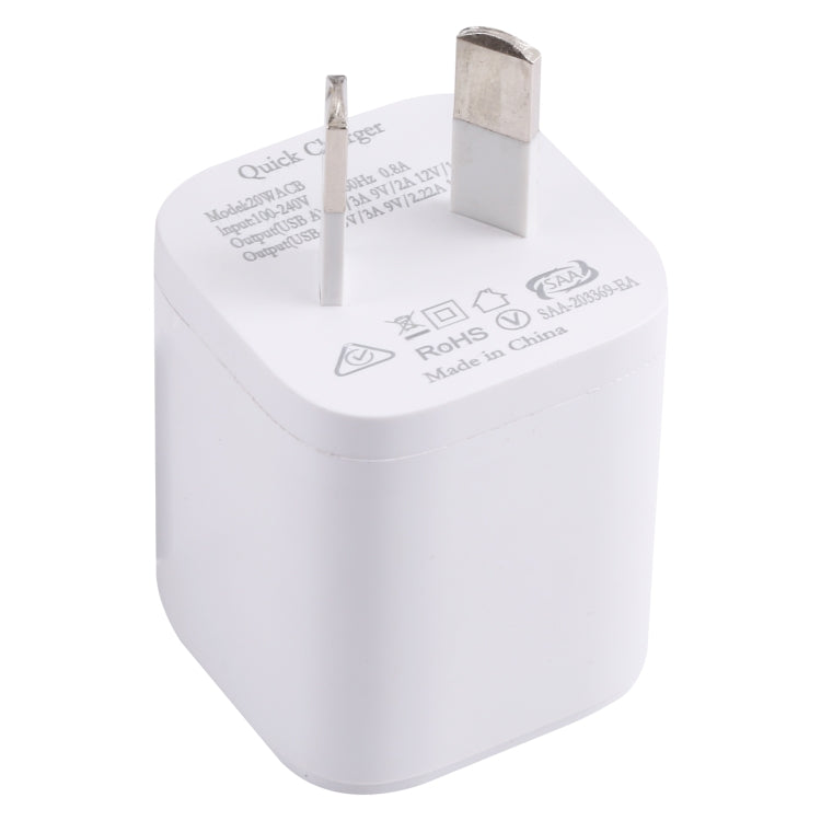 20WACB 20W QC3.0 + PD クイックチャージャー、AUプラグ、EUプラグ、USプラグ