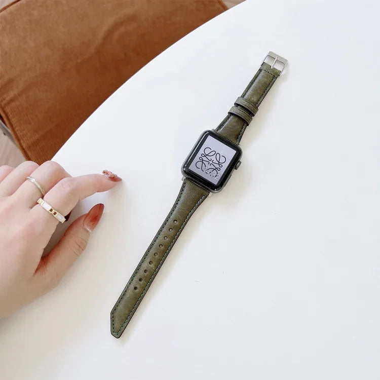 ナイフテール型カウハイド交換用ウォッチバンド、Apple Watchシリーズ用、7 45mm / 6&SE&5&4 44mm / 3&2&1 42mm、7 41mm / 6&SE&5&4 40mm / 3&2&1 38mm