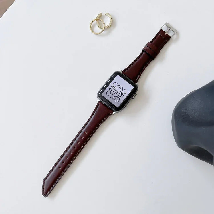 ナイフテール型カウハイド交換用ウォッチバンド、Apple Watchシリーズ用、7 45mm / 6&SE&5&4 44mm / 3&2&1 42mm、7 41mm / 6&SE&5&4 40mm / 3&2&1 38mm