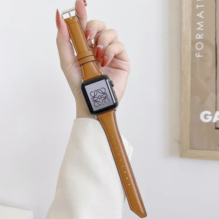 ナイフテール型カウハイド交換用ウォッチバンド、Apple Watchシリーズ用、7 45mm / 6&SE&5&4 44mm / 3&2&1 42mm、7 41mm / 6&SE&5&4 40mm / 3&2&1 38mm