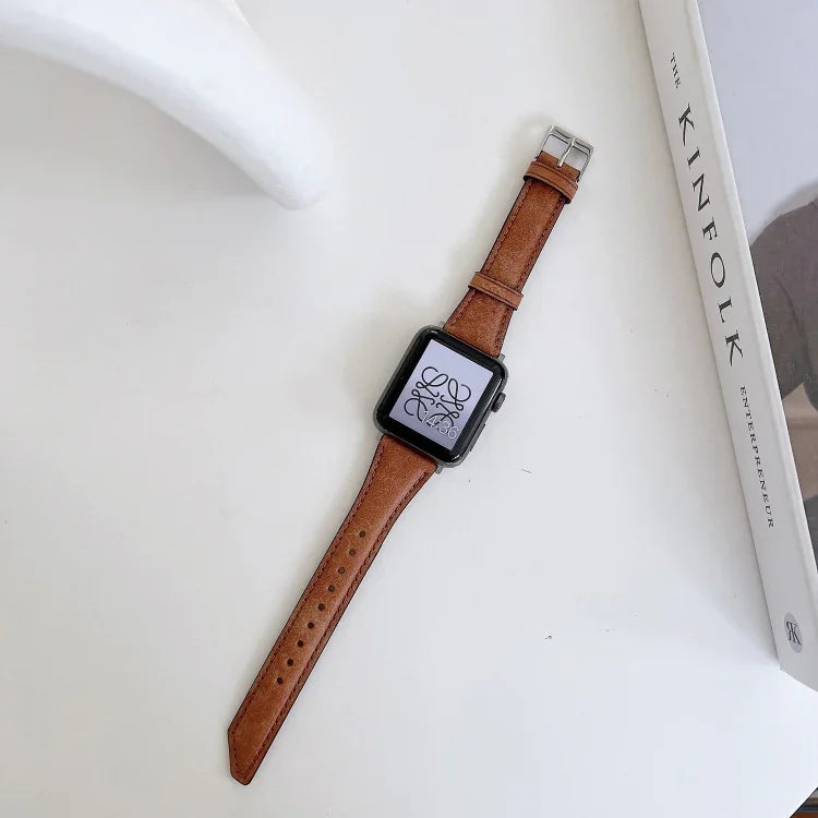 ナイフテール型カウハイド交換用ウォッチバンド、Apple Watchシリーズ用、7 45mm / 6&SE&5&4 44mm / 3&2&1 42mm、7 41mm / 6&SE&5&4 40mm / 3&2&1 38mm