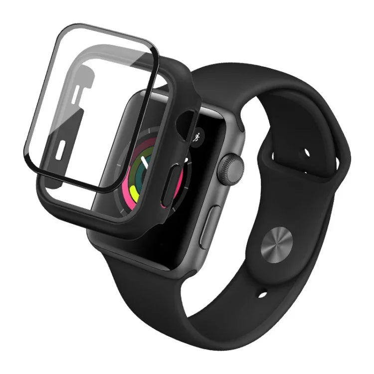 IMAK 衝撃吸収PC保護ケース＋強化ガラスフィルム、Apple Watchシリーズ 6 & SE & 5 & 4 44mm用、Apple Watchシリーズ 3 & 2 & 1 42mm用、Apple Watchシリーズ 6 & SE & 5 & 4 40mm用、Apple Watchシリーズ 3 & 2 & 1 38mm用