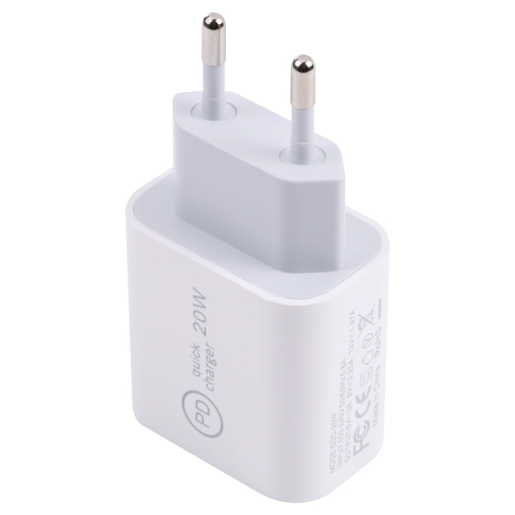 SDC-20W PD USB-C / Type-C トラベルチャージャー + 1m 12W USB-C / Type-C to 8ピンデータケーブルセット、EUプラグ、USプラグ