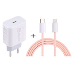 SDC-20W PD USB-C / Type-C トラベルチャージャー + 1m 20W USB-C / Type-C to 8ピンデータケーブルセット、EUプラグ、USプラグ
