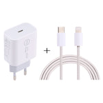 SDC-20W PD USB-C / Type-C トラベルチャージャー + 1m 20W USB-C / Type-C to 8ピンデータケーブルセット、EUプラグ、USプラグ