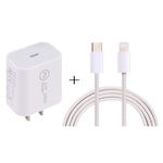 SDC-20W PD USB-C / Type-C トラベルチャージャー + 1m 20W USB-C / Type-C to 8ピンデータケーブルセット、EUプラグ、USプラグ