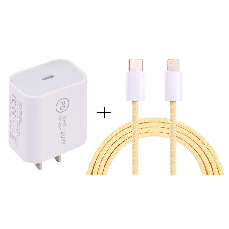 SDC-20W PD USB-C / Type-C トラベルチャージャー + 1m 20W USB-C / Type-C to 8ピンデータケーブルセット、EUプラグ、USプラグ