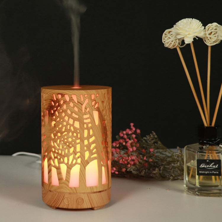 200ml 透かし彫り 森柄 木製 エッセンシャルオイル アロママシン 超音波加湿器 USB AUプラグ UKプラグ USプラグ