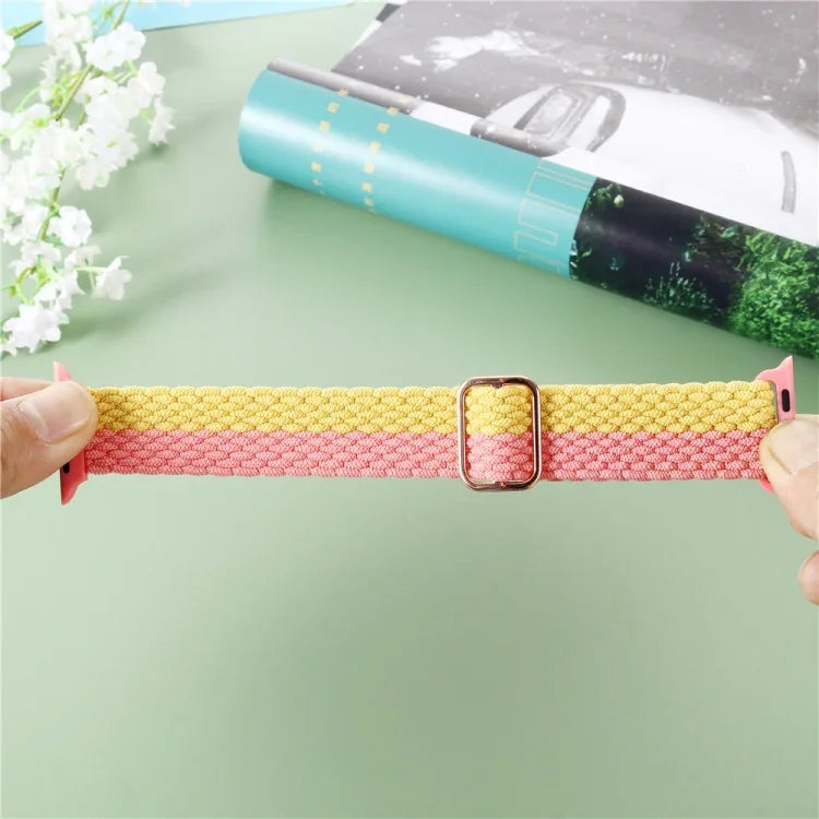 調節可能なストライプ織りナイロンストラップウォッチバンド、Apple Watchシリーズ用、7 41mm / 6&SE&5&4 40mm / 3&2&1 38mm、7 45mm / 6&SE&5&4 44mm / 3&2&1 42mm