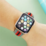 調節可能なストライプ織りナイロンストラップウォッチバンド、Apple Watchシリーズ用、7 41mm / 6&SE&5&4 40mm / 3&2&1 38mm、7 45mm / 6&SE&5&4 44mm / 3&2&1 42mm