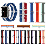 調節可能なストライプ織りナイロンストラップウォッチバンド、Apple Watchシリーズ用、7 41mm / 6&SE&5&4 40mm / 3&2&1 38mm、7 45mm / 6&SE&5&4 44mm / 3&2&1 42mm