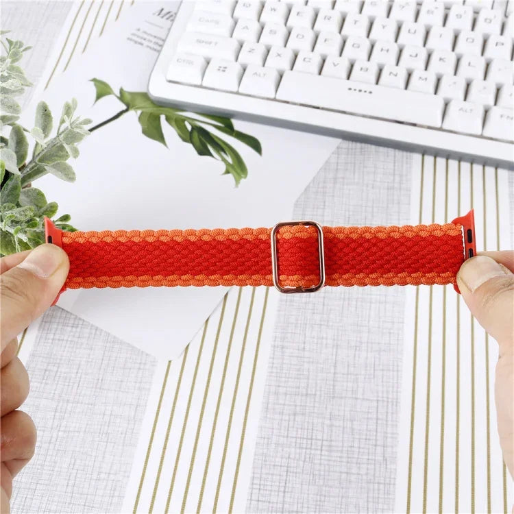 調節可能なストライプ織りナイロンウォッチバンド＋ウォッチケースセット、Apple Watchシリーズ用、7 41mm/6&SE&5&4 40mm/3&2&1 38mm、7 45mm/6&SE&5&4 44mm/3&2&1 42mm
