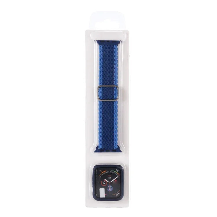 調節可能なストライプ織りナイロンウォッチバンド＋ウォッチケースセット、Apple Watchシリーズ用、7 41mm/6&SE&5&4 40mm/3&2&1 38mm、7 45mm/6&SE&5&4 44mm/3&2&1 42mm