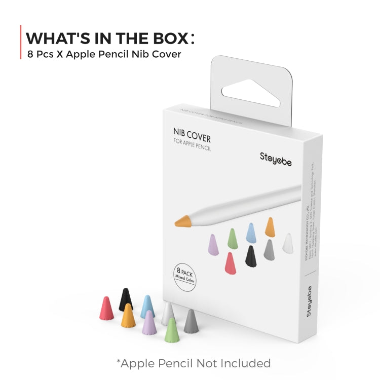 Apple Pencil 1 / 2用Stoyobeユニバーサルシリコンニブキャップ8個セット、ミックスカラー、女性用、男性用
