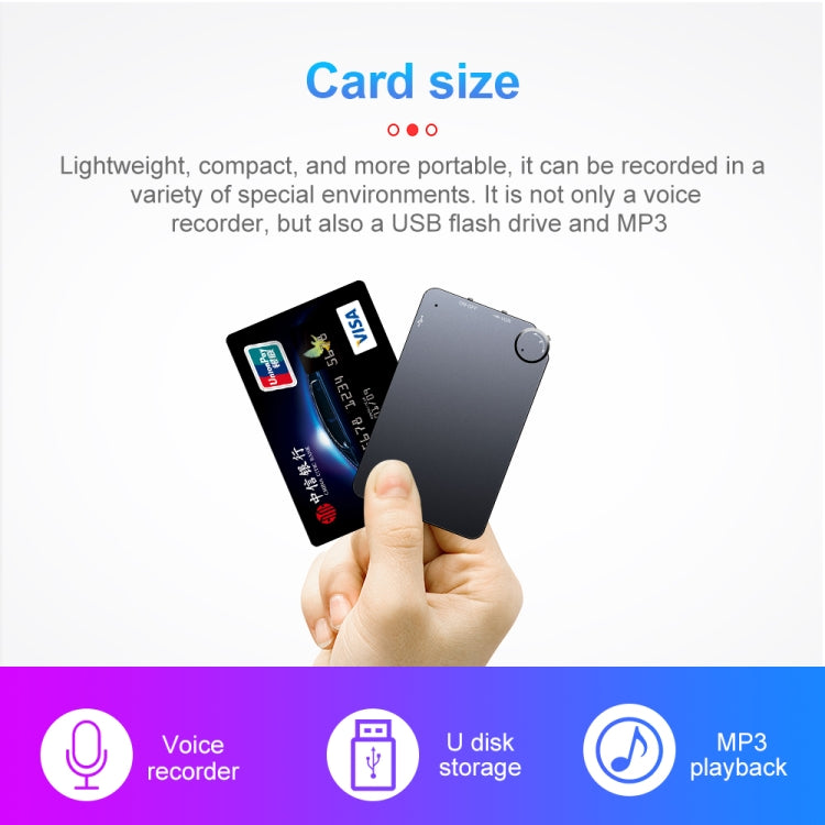K2ポータブル超薄型カードボイスレコーダー、4GB、8GB、16GB、32GB
